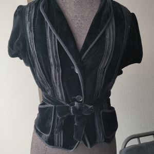 Short Sleeved Velvet Blazer